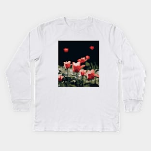 Red roses in pixel art style Kids Long Sleeve T-Shirt